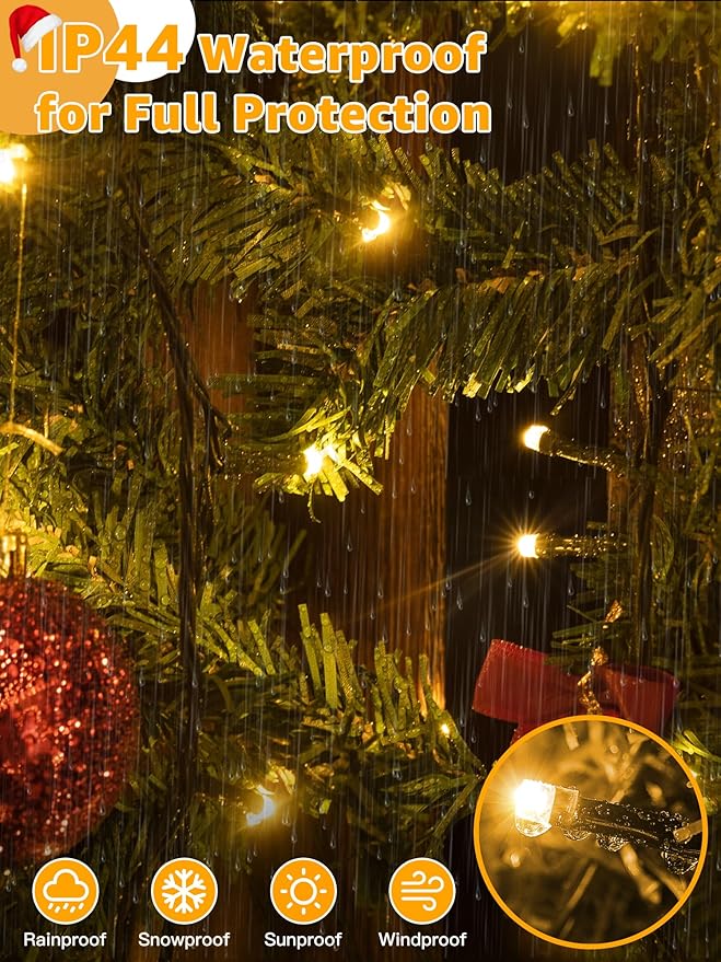 BrightChristmas 500 LED 164 FT Christmas Lights, Waterproof Outdoor String Lights with Remote and Timer, Christmas Tree Lights with 8 Modes Dimmable, Fairy Lights for Holiday Decor (Warm White)