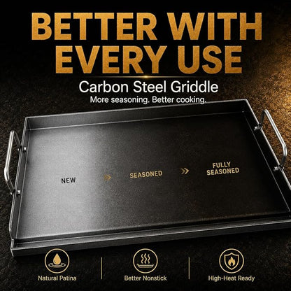Hisencn Griddle for Gas Grill, Grill Flat Top Griddle, Stove Top Griddle for Gas Stove, 25” x 16” Grill Griddle for Weber, Blackstone, Charbroil and More, Heavy-Duty Grill Flat Top Griddle