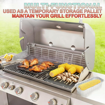 70379 Catch Pan & Drip Pan Liners for Weber Genesis II /II LX 400 & 600 Series, Grease Tray for Weber 400/600 Summit Series Smokefire Ex6 EpX6 Ex4 Gas Grill,with 10-Pack 6498 6417 Aluminum Foil Liners