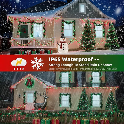 Christmas String Lights, 105ft 300 LED Christmas Lights 8 Modes | Memory Function & Timer- UL Certified - Outdoor Indoor Christma s Fairy Lights for Tree, Garden, Party, Wedding(Red + Green)