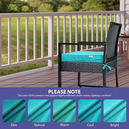 IPYNBAP Outdoor Chair Cushions Set of 4 -Waterproof Outdoor Seat Cushions for Patio Furniture, Patio Chair Cushion with Handle and Ties, Out Door Chair Pads,17x16x2-Square, Teal