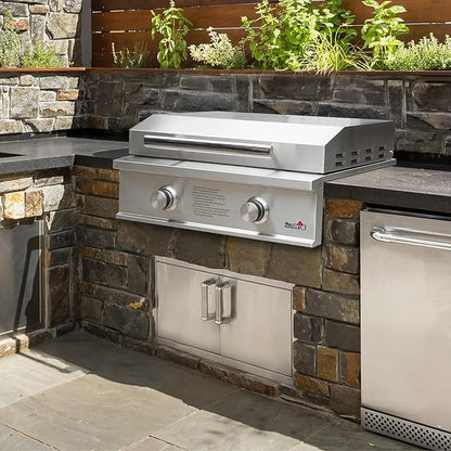 Stanbroil 28-Inch Premium Built-In Liquid Propane Griddle for Outdoor Kitchen Grill, Durable Stainless Steel 2-Burner Flat Top Grill with Lid for BBQ Island, 34,000 BTUs