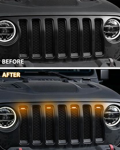 LED Grill Lights for 2018-2023 Jeep Wrangler JL JLU Amber 4pcs | Amber Front Bumper Running Marker Lamp, LED Grille Lights, Plug & Play, IP67 Waterproof, for Wrangler JL JLU Rubicon Sahara