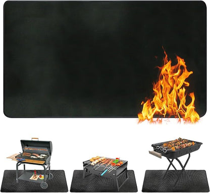 Ogrmar 90 x 52 Inch Under Grill Mats for Outdoor Grill Deck Protector | Indoor Fire Pit/Fireplace Mat, Heat Resistant Mat, Oil-Proof Blackstone Grill Mat, BBQ Mat Protector for Deck, Patio & Grass