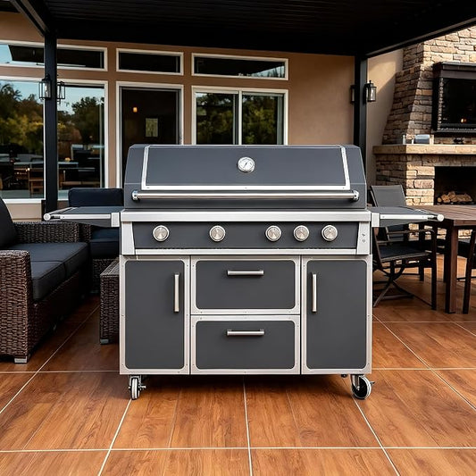 49" Propane Gas Stainless Steel Grill, 4 Burners & Infrared Burner, Grey | 304 stainless steel construction Garden & Outdoor Cooking 99,000 BTU Warming rack Storage drawers