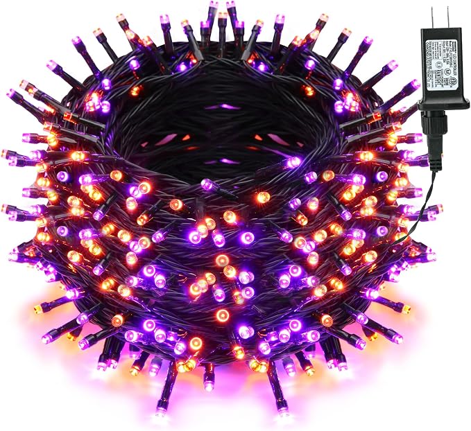 Brizled Outdoor Halloween Lights, 262.46FT 800 LED Orange Purple Mini Light | 8 Mode; Timer; Waterproof; Plug in Mini Twinkle Orange & Purple String Lights for Outside Indoor Spooky Halloween Party Decor