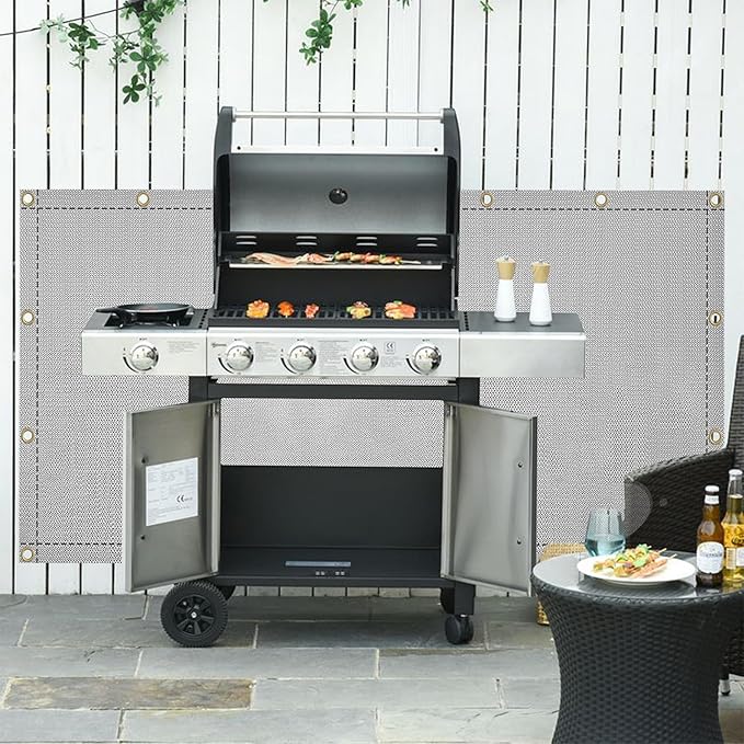 Heat Shield Behind Grill Grey Fireproof Cover and Screen Protect Deck Railing from Grill Heat Shield for Wood Stove, 3’x4’ Wall Protector for Fridge Waterproof BBQ Mat UV Resistant Privacy Screen