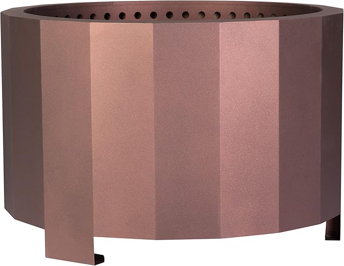 Merrick Lane Aries 27" Smokeless Firepit - Bronze Finish - Wood Burning - Lightweight Portable Design - Waterproof Cover Included - No Assembly Required