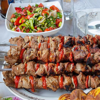 Hakka Stainless Steel Barbecue Skewers, 23.6" Shish Kabob Skewers Heavy Duty Metal Skewers for Grilling Large Wide Reusable Kabob Sticks with NonSlip Ring Handle,Set of 10