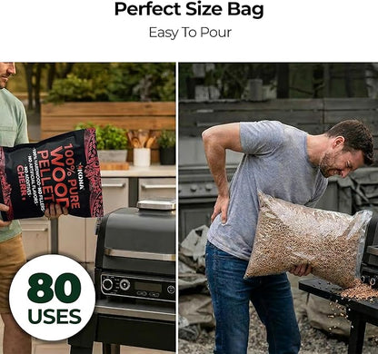 Kona 100% Cherry Smoker Pellets, Intended for Ninja Woodfire Outdoor Grill, 8 lb Resealable Bags