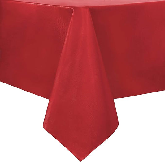 sancua Waterproof Rectangle Vinyl Tablecloth Table Cloth 54x78 Inch, Red | 100% Oil Spill Proof, PVC Material, Wipe Clean Table Cover for Dining Tables, Buffet Parties and Camping