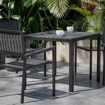 Flash Furniture Poly Resin Indoor/Outdoor Seating, Black, 5-Piece Set | Table and 4 Chairs, Commercial Grade, Indoor/Outdoor Use
