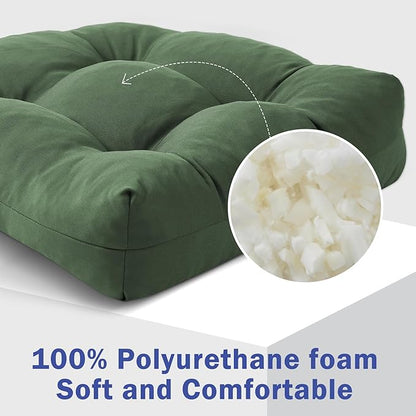 IPYNBAP Outdoor Chair Cushions Set of 2, Patio Chair Cushions with Ties, 19x19+5” Tufted Outdoor Seat Cushions, Waterproof Patio Furniture Cushions, Outdoor Dining Chair Pads, Forest Green