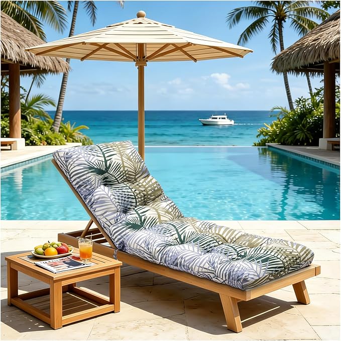 Outdoor Lounge Chair Cushions, 74.4 x 22 x 4.7 Inches Waterproof Fade Resistant Patio Cushion for Chaise Lounger