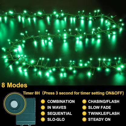 Green String Lights, 46ft 500 LED Plug-in Green Fairy Lights, 11 Modes Twinkle Christmas Lights, Waterproof Lights LED String for Indoor Outdoor Grinch Tree St Patricks Day Decor