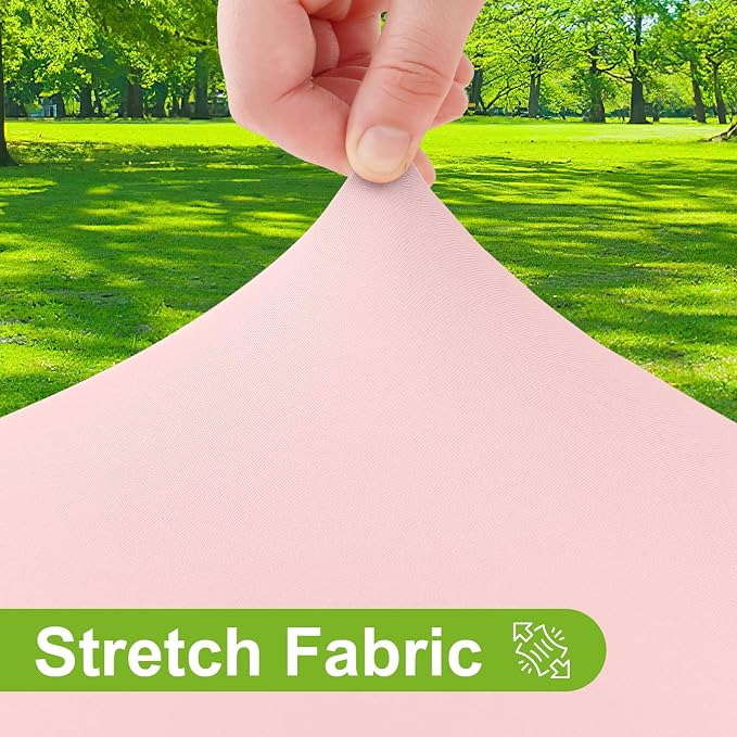 Smiry Round Spandex Tablecloth, Elastic Fitted Washable Tablecloths for 36"-44" Tables, Waterpoof Stretch Picnic Table Cover for Dining, Indoor and Outdoor, Pink