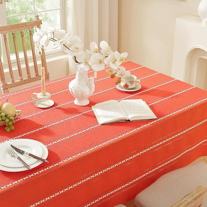 Chassic 60 x 60 inches Farmhouse Style Linen tablecloths, Wrinkle Resistant Washable Dining Room Table Cloths for Square Tables - Hemstitch Maple Orange
