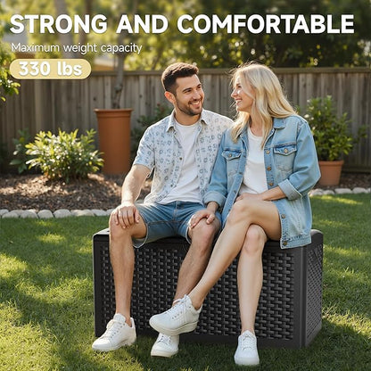80 Gallon Deck Box, Lockable & Waterproof Resin, UV Resistant Storage Box for Patio, Garden, Pool, Black