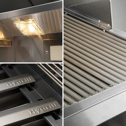 Hygrill Premium XTR 32-Inch Built In Grill, Stainless Steel 4-Burner Grill Head for Outdoor Kitchen with Rear Infrared Burner and LED Lights, Liquid Propane