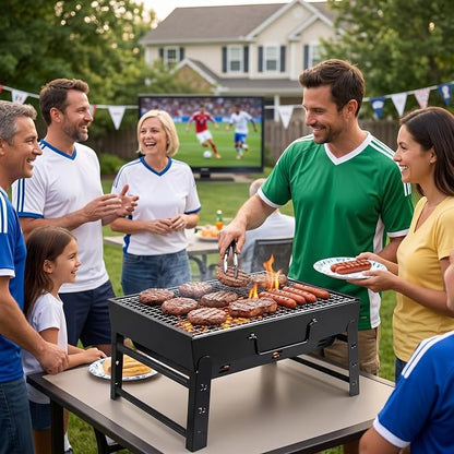 Portable Foldable Charcoal Grill 15" Tabletop BBQ | Lightweight & Compact, Easy Setup, Camping & Picnic, Outdoor Use, Beach & Backyard