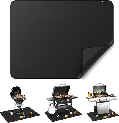FLASLD Under BBQ Mat, 36x48 inches Large Under Grill Mats for Outdoor Grill, Double-Sided Fireproof Protective Mat, Oilproof Waterproof BBQ Fire Pit Fireplace Mat