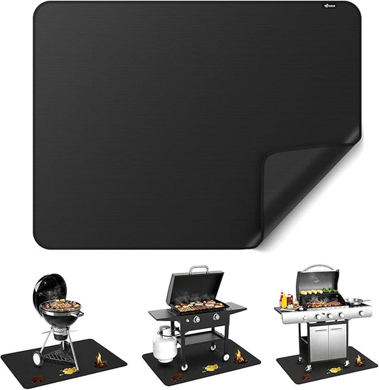FLASLD Under BBQ Mat, 36x48 inches Large Under Grill Mats for Outdoor Grill, Double-Sided Fireproof Protective Mat, Oilproof Waterproof BBQ Fire Pit Fireplace Mat