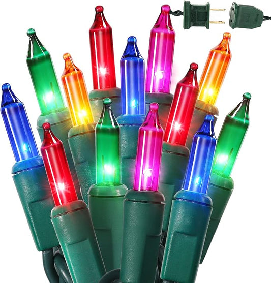 BrizLabs Colored Christmas Lights, 69.6ft 300 Count Christmas Tree Lights | Connectable; UL Certified; Multicolored Incandescent Xmas Light Mini Light String for Indoor Outside Holiday Home Decoration