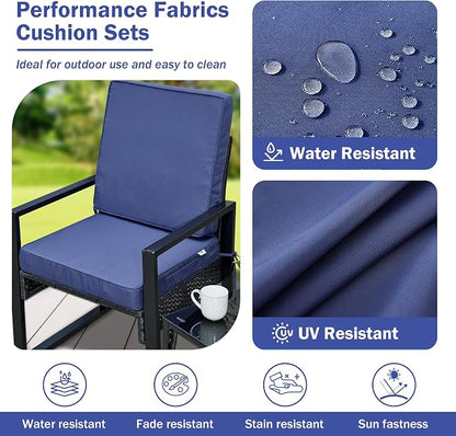 IPYNBAP Outdoor Cushions, Outdoor Chair Cushions 19x19x3 Inch, Cushions for Outdoor Furniture with Removable Cover, Waterproof & Fade Resistant Outdoor Seat Cushions for Patio, Lawn, Navy Blue