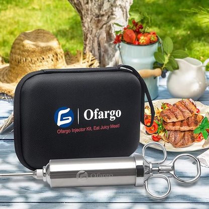 Ofargo Meat Injector, Meat Injectors for Smoking with 3 Marinade Injector Needles; Injector Marinades for Meats, Turkey, Brisket; 2-oz