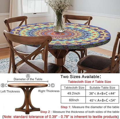 opstellen Fitted Waterproof Round Tablecloth Small Mandala Patio Table Cloths for 36-44" Tables Camper Travel Vacation Accessories Outdoor Road Trip Must Haves New Home Living Room House Decorations