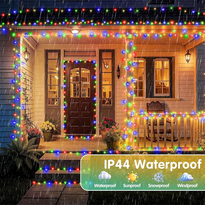 XURISEN 403FT 1000 LED Christmas Lights Outdoor Green Wire String Lights 8 Modes with Timer Memory Waterproof Fairy Lights Plug in for Xmas Tree Wedding Yard Party Holiday Decorations(Multicolor)