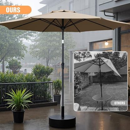 Outdoor Patio Umbrella, Table Umbrella with Push Button Tilt and Crank, 8 Ribs Market Umbrella