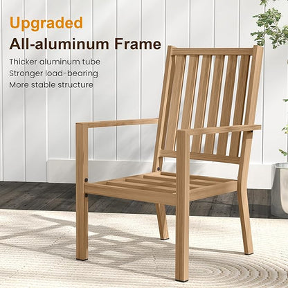 RoyalCraft 5 Pieces Patio Table and Chairs Set, Aluminum Outdoor Dining Table with 4 Chairs, Outdoor Patio Dining Sets with Removable Cushion for Garden, Backyard, Lawn, Brown