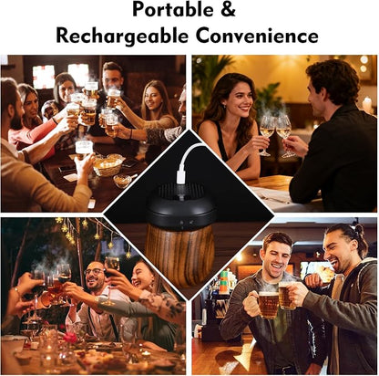 Rechargeable UFO Electric Cocktail Whiskey Smoker Kit with 6 Natural Wood Chip Flavors, Instant Smoke Output, Ideal Gift for Cocktail & Whiskey Lovers