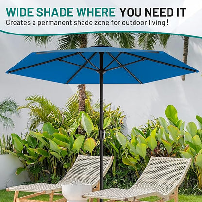 AreShark 11 FT Patio Umbrella for Outdoor, Outdoor Table Umbrella with Push Button Tilt and Crank, Outdoor Patio Umbrellas with 6 Sturdy Ribs, Patio Umbrellas for Market, Garden, Pool (Royal Blue)