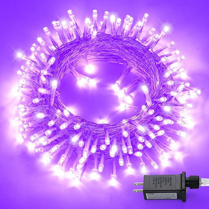 JMEXSUSS 99Ft Purple Halloween Lights, 300 LED Purple Christmas Lights | Purple Lights Indoor Outdoor Clear Wire for Yard Tree Xmas Spooky Halloween Party Decor (Non-Connectable)