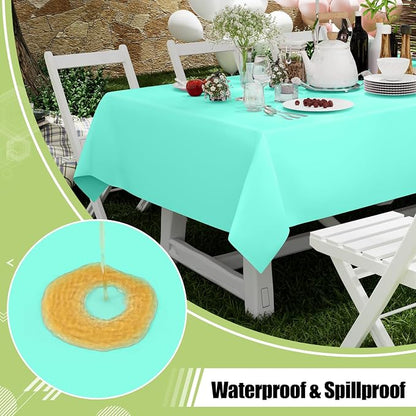 Smiry Disposable Table Cloth - 6 Pack, 54 x 108 Inch Waterproof Rectangle Tablecloths for Parties, Decorative Plastic Table Cover, Leakproof & Sturdy, Mint Green