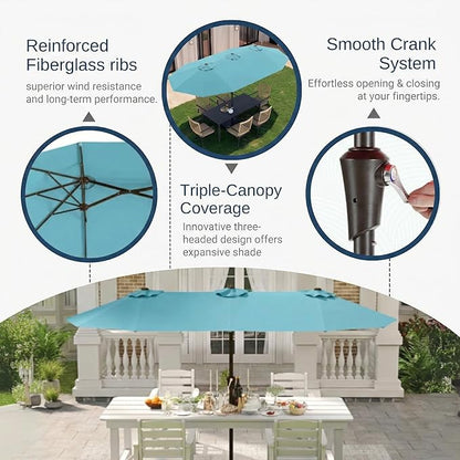 15FT Large Patio Umbrella with Base Included