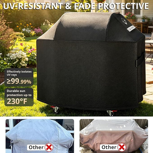 [Upgraded 800D Heavy Duty Fabric] 63 inch Grill Cover for Weber Genesis 300 Series or II 300 Series and New 2022 Genesis 300,Waterproof 3 Burner Grill Cover,Rip-Proof BBQ Cover,Compared to Weber 7757