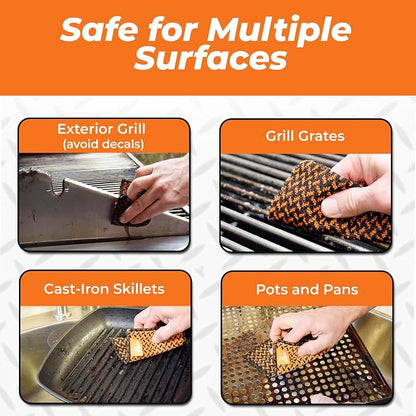 Proud Grill Q-Swiper Scrub-Clean Micro-Coated Grill Cleaning Cloth, 2 Pack | Large Non-Scratch Scrubbing Dish Cloths, Heavy-Duty Fiber Towel, Multipurpose Kitchen Cloth for BBQ & Cookware, Reusable
