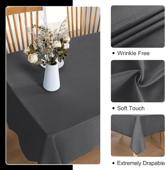 DWCN Rectangle Tablecloth - 60 x 120 Inch - Waterproof Stain and Wrinkle Resistant Washable Table Cloth, Decorative Fabric Table Cover for Kitchen Dining Room Party and Outdoor Use, Grey