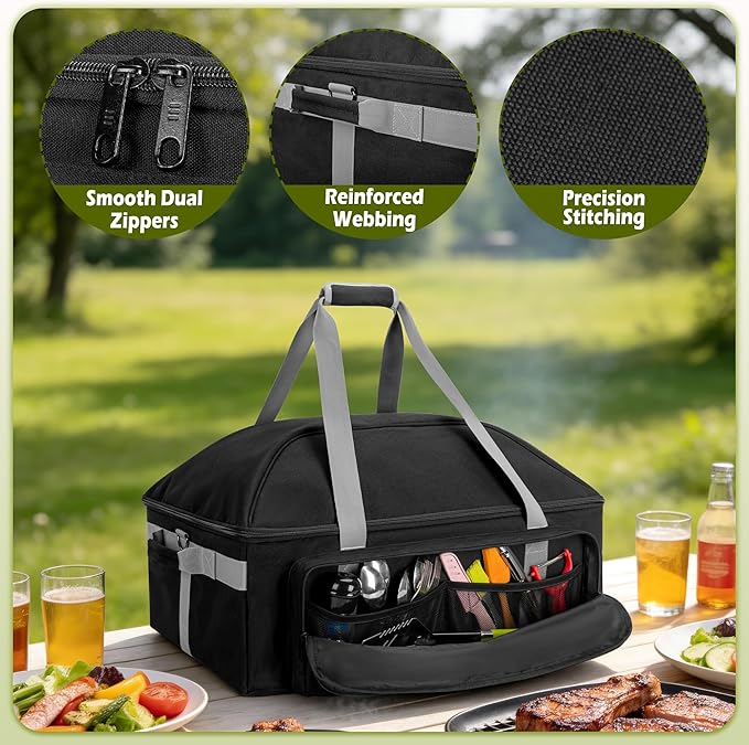 HODRANT Grill Carry Bag Compatible with Char-Broil Grill2Go X200 Portable Propane Gas Grill, Portable BBQ Cover with Secure Straps & Shoulder Strap, Barbecue Carrying Case for Grilling Tools, Bag Only