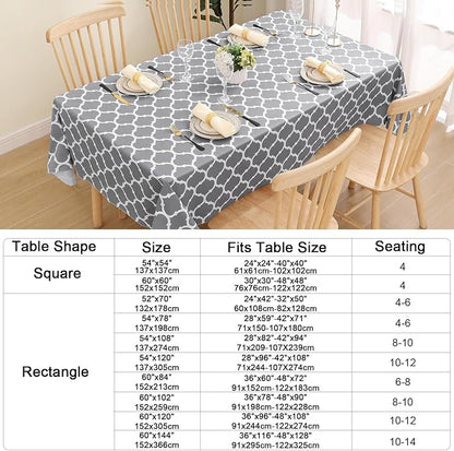 Smiry Rectangle Table Cloth, Waterproof Vinyl Tablecloths with Flannel Backing for Rectangle Tables, Wipeable Spillproof Plastic Tablecloth for Dining, Camping, Indoor and Outdoor (54"x120", Grey)