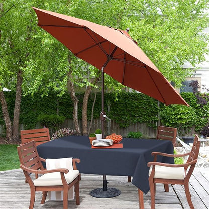 LVTXIII Outdoor Tablecloth with Umbrella Hole and Zipper, 60 x 84 Inch Water-Repellent Patio Table Cloth, Rectangle Table Covers for Backyard Garden, Navy Textured