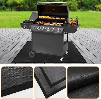 MDEOOSKY 48"×36" Under Grill Mat Outdoor Grill Deck Protector Fire Pit Mat Fireproof Mat Oil-Proof Waterproof BBQ Protector for Deck and Patio Easy to Clean Storage Waterproof Foldable