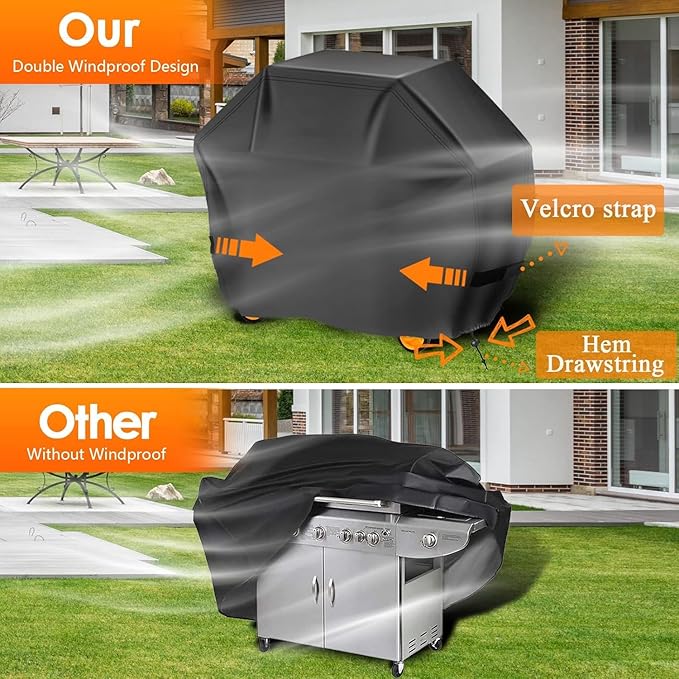 Aoretic 72-inch BBQ Gas Grill Cover for Outdoor Grills - Waterproof, Anti-UV for Weber, Char-Broil, Monument, Dyna-Glo, Nexgrill - Spun Polyester
