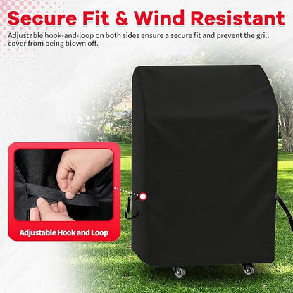 i COVER Grill Cover 30in, BBQ Grill Cover for Outdoor Grill, Waterproof BBQ Covers for Two Burner Small Vertical Smoker, Small Barbecue Cover for Grills with Collapsed Side Tables