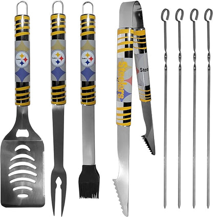 NFL Siskiyou Sports Fan Shop Pittsburgh Steelers Steel Tailgater BBQ Set w/Case 8 piece Gray