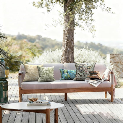 LVTXIII 2 Pack Outdoor Pillow Covers ONLY 18x18 Inch, Water-Repellent Square Decorative Cushion Covers for Patio Furniture, Garden, Sofa, Tropical Leaf Oat