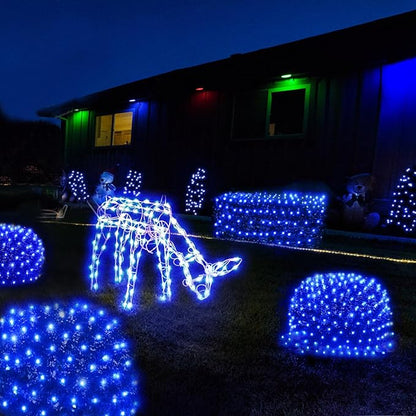 WBao Christmas Net Lights, 360LED 11.5ft x 6.9ft Christmas Lights with 8 Modes, Timer, End to End Connectable, Waterproof Design for Lawn, Bushes, Trees Outdoor Xmas Decorations, Blue